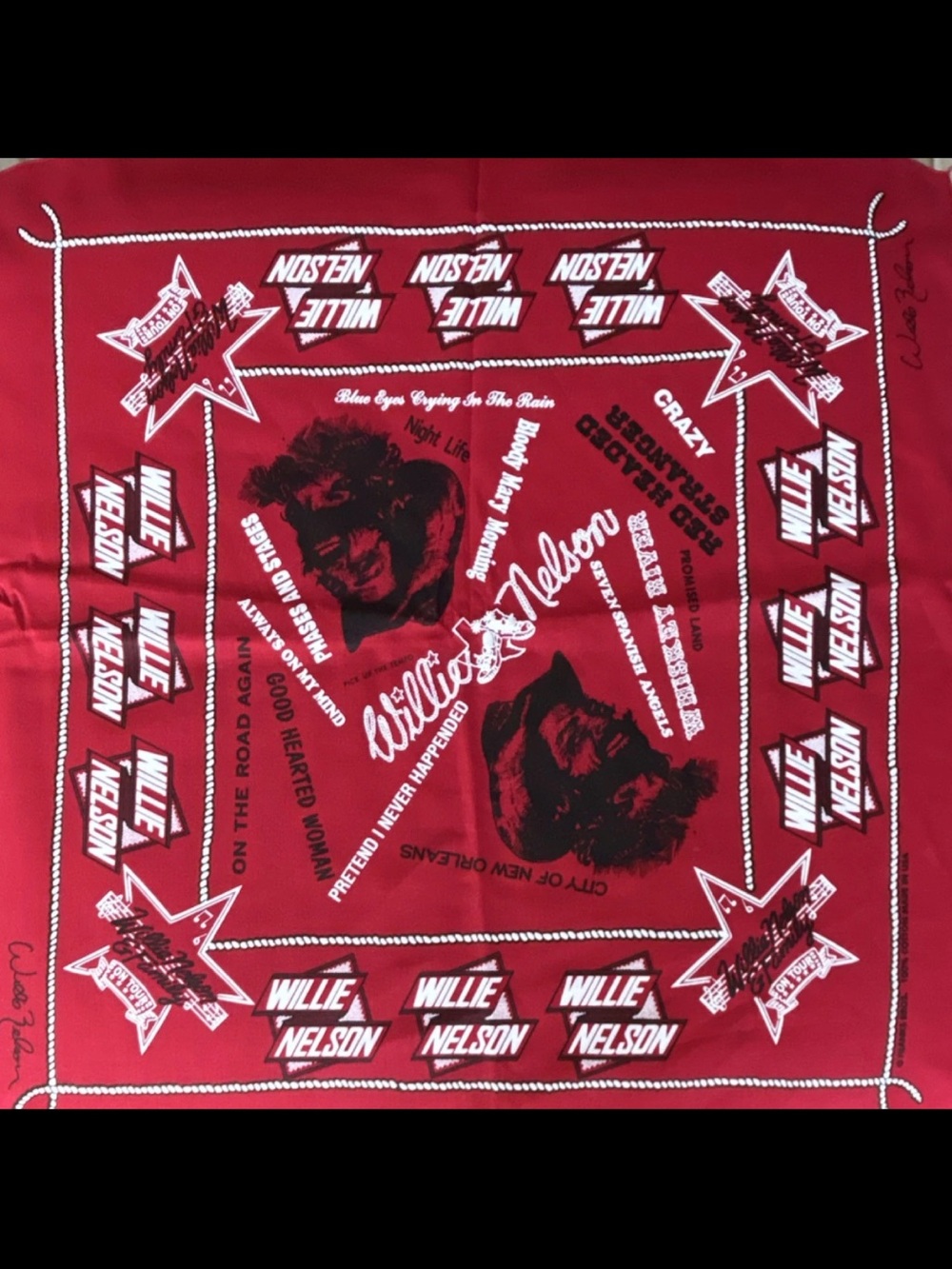 Vintage Frank Bros. Willie Nelson Red Bandana